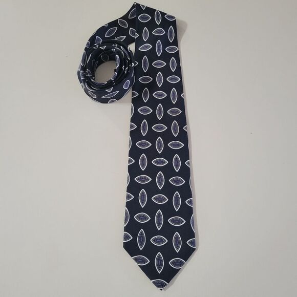 Jacobs Roberts for Foursome Men's Silk Navy Dress Tie - Picture 6 of 7